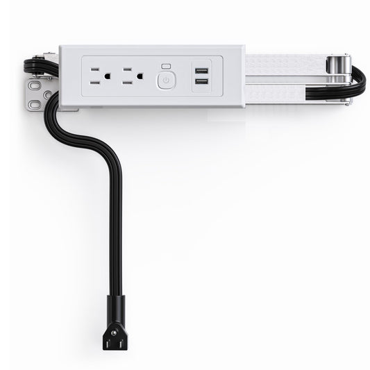 Drawer Outlet Kit QC18W Fast Charging Station USB Power Cabinet Plug Charging Strip Recessed Vanity Table Box Desk Nightstand Mount Organizer, 14 AWG Power Cable for Kitchen Bedroom-White