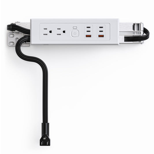Drawer Outlet Kit PD30W Fast Charging Station Type-C(4) Power Cabinet Plug Charging Strip Recessed Vanity Table Box Desk Nightstand Mount Organizer, 14 AWG Power Cable for Kitchen Bedroom-White